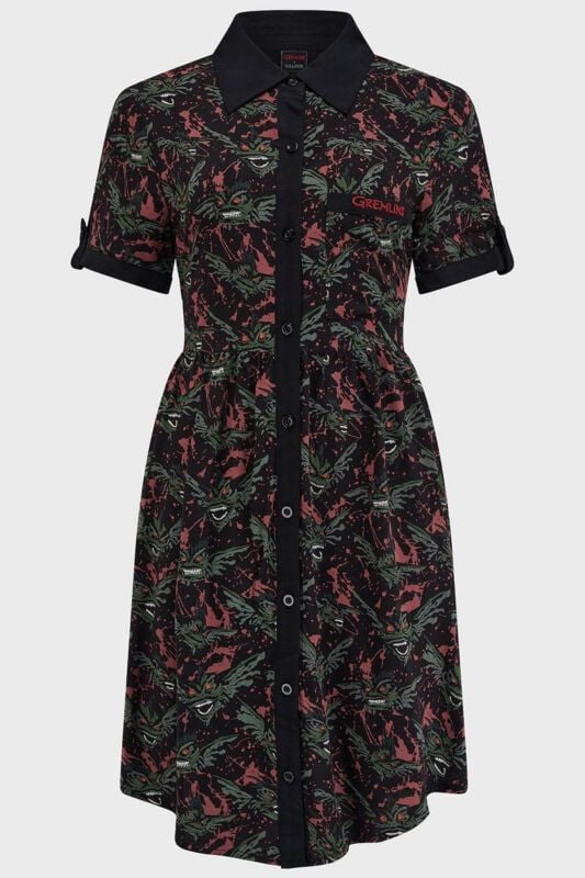0000001136708 - Gremlins - The Gremlins Are Coming Shirt Dress Kurzes Kleid schwarz grau rot in XL