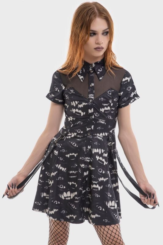 0000001230703 - The Lost Boys - Hex-Cellent Mini Dress Kurzes Kleid schwarz weiß in XL