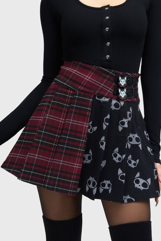 0000001276701 - The Vampurr Pleated Skirt Kurzer Rock schwarz rot in L