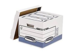 0000050043859 - Archivschachteln BANKERS BOX® Serie System Standard bis A4 stapelbar mit Deckel B 335 x T 404 x H 292 mm FSC®-Recyclingpappe blau-weiß 10 Stück