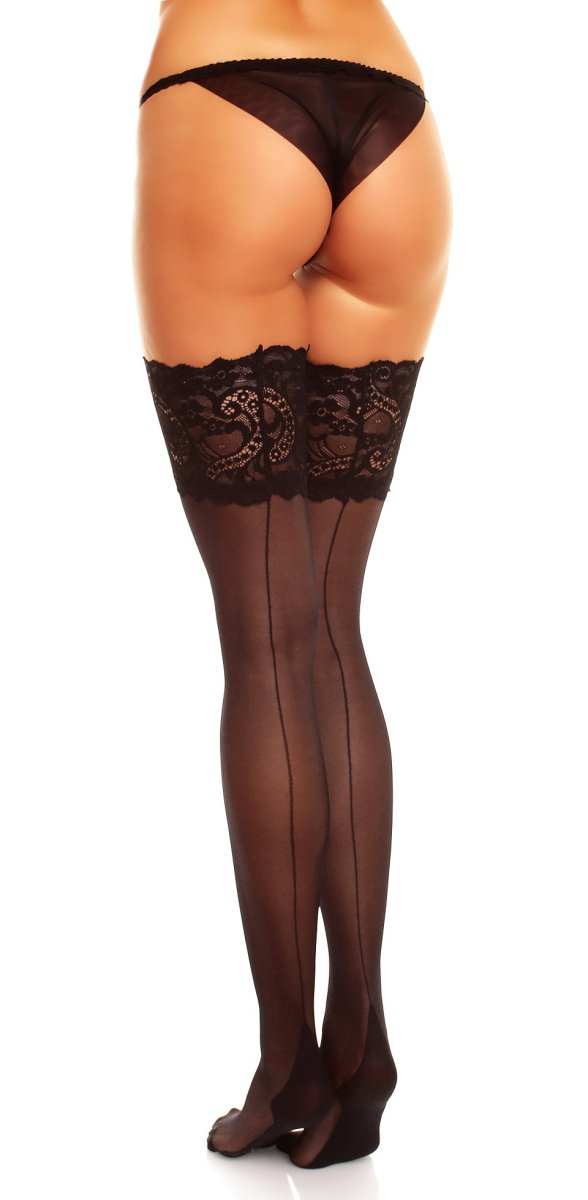 000050315-X04 - Couture 20 halterlose Naht-Strümpfe | Farbe Schwarz | Größe 52-54