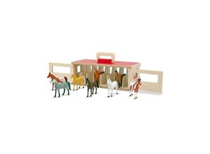 0000772137447 - Holz-Spielset TURNIER-PFERDESTALL 9-teilig