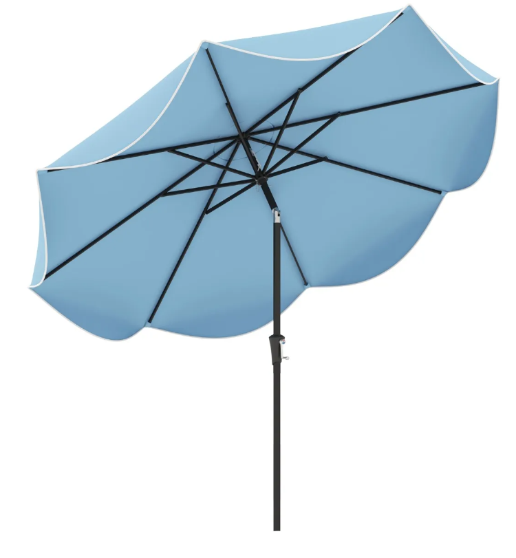 0015706452978 - Costway Coast Terrassen-Sonnenschirm 280 cm Marineblau - Kippbar mit Kurbel und doppeltem Schirmdach
