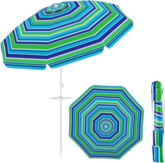 0015706471757 - Beach Sonnenschirm - Neigbar & UPF 50+ - Ø250 x 250 cm - Grün