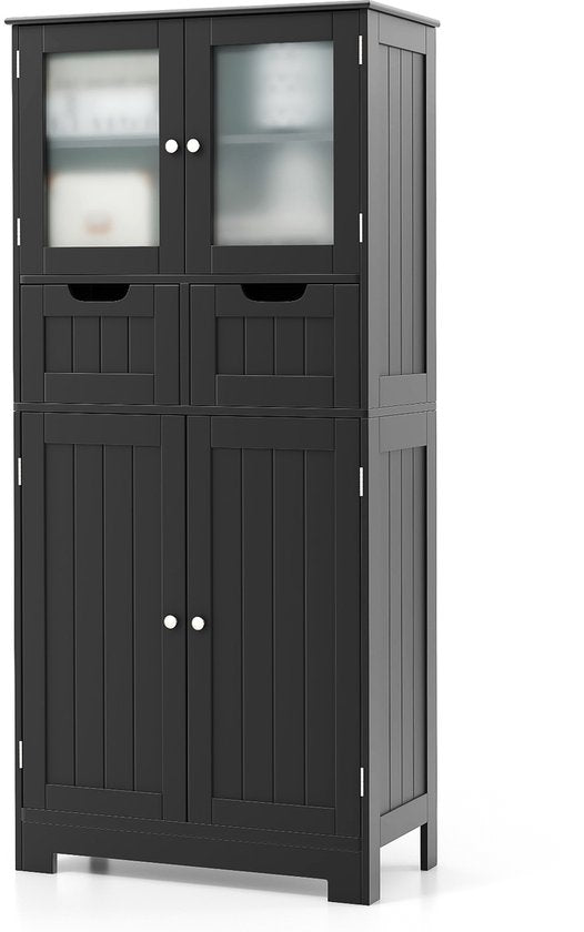 0015706496286 - COAST Aufbewahrungsmöbel - Mit 2 Schubladen 4 Türen und verstellbaren Einlegeböden - Stylisches Sideboard für Küche Wohnzimmer oder Flur - schwarz