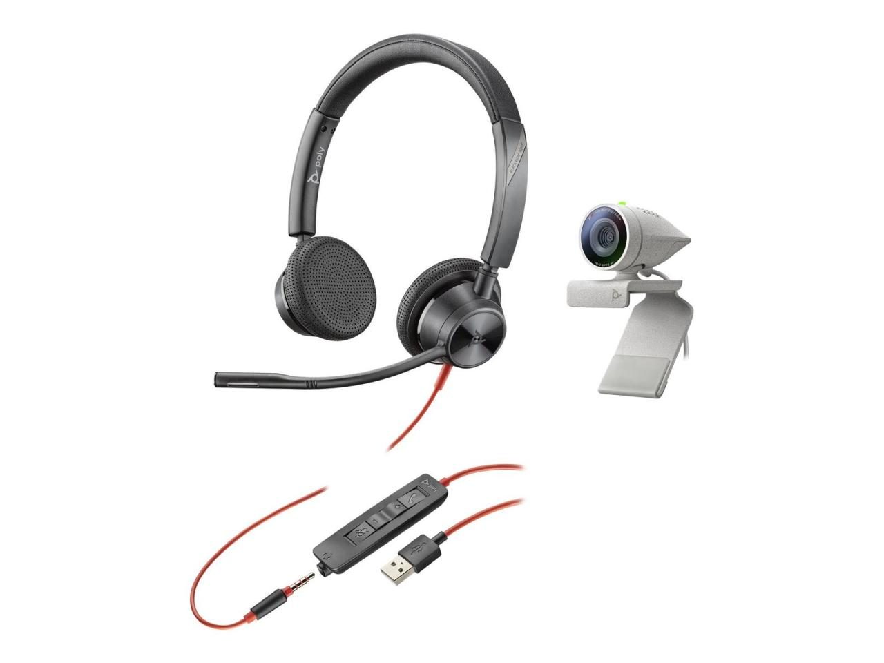 0017229175044 - POLY Over-Ear-Kopfhörer Studio P5 USB HD Webcam Bundle mit Blackwire C3325 Kopfhörer grau Over Ear Kopfhörer