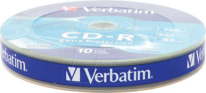 0023942437253 - VERBATIM 43725 - CD-R Extra Protection 700 MB 52x 10er Pack Spindel Wrap