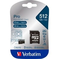 0023942470465 - PRO U3 - Flash-Speicherkarte (microSDXC-an-SD-Adapter inbegriffen) - 512 GB - A2   UHS-I U3   Class10 - microSDXC UHS-I