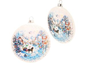 0024762036381 - Weihnachtsbaumkugel KREBS GLAS LAUSCHA KGL03638 Weihnachtsdeko Christbaumschmuck Christbaumkugeln Glas Weihnachtsbaumkugeln blau (weiß hellblau) Weihnachtskugeln Taler aus Glas mit weihnachtlichem Motiv