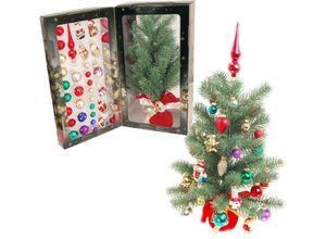 0024762103618 - Künstlicher Weihnachtsbaum KREBS GLAS LAUSCHA Mini 45 cm - mit Kugeln Figuren und Spitze Weihnachtsbäume Gr Höhe 45 cm bunt Künstliche Weihnachtsbäume Weihnachtsbaumschmuck inkl Kugelaufhänger