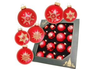 0024762112559 - Weihnachtsbaumkugel KREBS GLAS LAUSCHA Schneeflocke rot Weihnachtsbaumkugeln rot Weihnachtskugeln Weihnachtsdeko Christbaumschmuck Christbaumkugeln aus Glas