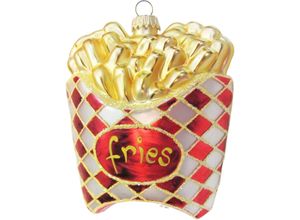0024762120844 - Christbaumschmuck KREBS GLAS LAUSCHA Tüte Pommes Frites Weihnachtsdeko Christbaumschmuck bunt (rot goldfarben beige) B5cm H12cm Glas Weihnachtsbaumschmuck mundgeblasen