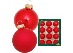 0024762212839 - Weihnachtsbaumkugel KREBS GLAS LAUSCHA Glaskugelsortiment Rot Glanz Satin Ø ca 5 cm Weihnachtsbaumkugeln rot Weihnachtskugeln Weihnachtsdeko Christbaumschmuck Christbaumkugeln aus Glas