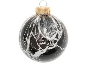 0024762212914 - Weihnachtsbaumkugel KREBS GLAS LAUSCHA Spezial-Glaskugel Marmoroptik Ø ca 8 cm Weihnachtsbaumkugeln schwarz Weihnachtskugeln Weihnachtsdeko Christbaumschmuck Christbaumkugeln aus Glas