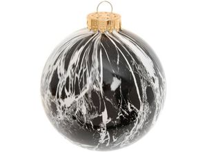 0024762212921 - Weihnachtsbaumkugel KREBS GLAS LAUSCHA Spezial-Glaskugel Marmoroptik Ø ca 10 cm Weihnachtsbaumkugeln schwarz Weihnachtskugeln Weihnachtsdeko Christbaumschmuck Christbaumkugeln aus Glas