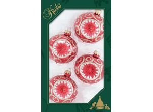 0024762604054 - Weihnachtsbaumkugel KREBS GLAS LAUSCHA Reflexstyle Weihnachtsdeko rot Christbaumschmuck Weihnachtsbaumkugeln rot (rot weiß) Weihnachtsbaumkugeln Weihnachtsdekoration Weihnachtskugel Weihnachtskugeln Christbaumkugeln aus Glas handdekoriert