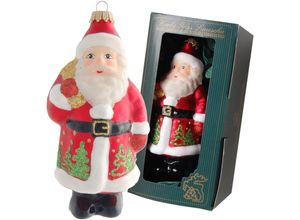 0024762934762 - Christbaumschmuck KREBS GLAS LAUSCHA Santa rot mit Bäumen bunt (rot bunt) B6cm H16cm T85cm Glas Weihnachtsbaumschmuck Weihnachtsbaumschmuck Weihnachtsanhänger Weihnachtsbaumklammer Weihnachtsbaumschleife Weihnachtsbaumspitze mundgeblasen