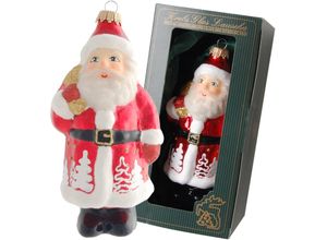0024762935462 - Christbaumschmuck KREBS GLAS LAUSCHA Santa mit Bäumen Weihnachtsdeko rot Christbaumschmuck rot (rot bunt) B11cm H15cm T85cm Glas Weihnachtsbaumschmuck mundgeblasen