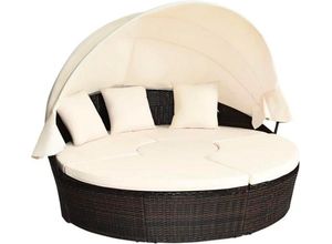 0033616030215 - KOMFOTTEU Sonneninsel Polyrattan 192 x 177 x 146 cm mit faltbarem Dach