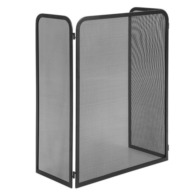 0033616041518 - 3-Panel Schmiedeeisen Mesh Fire Screen Flexible Scharniere Kaminschirm mit stabilem Metallrahmen