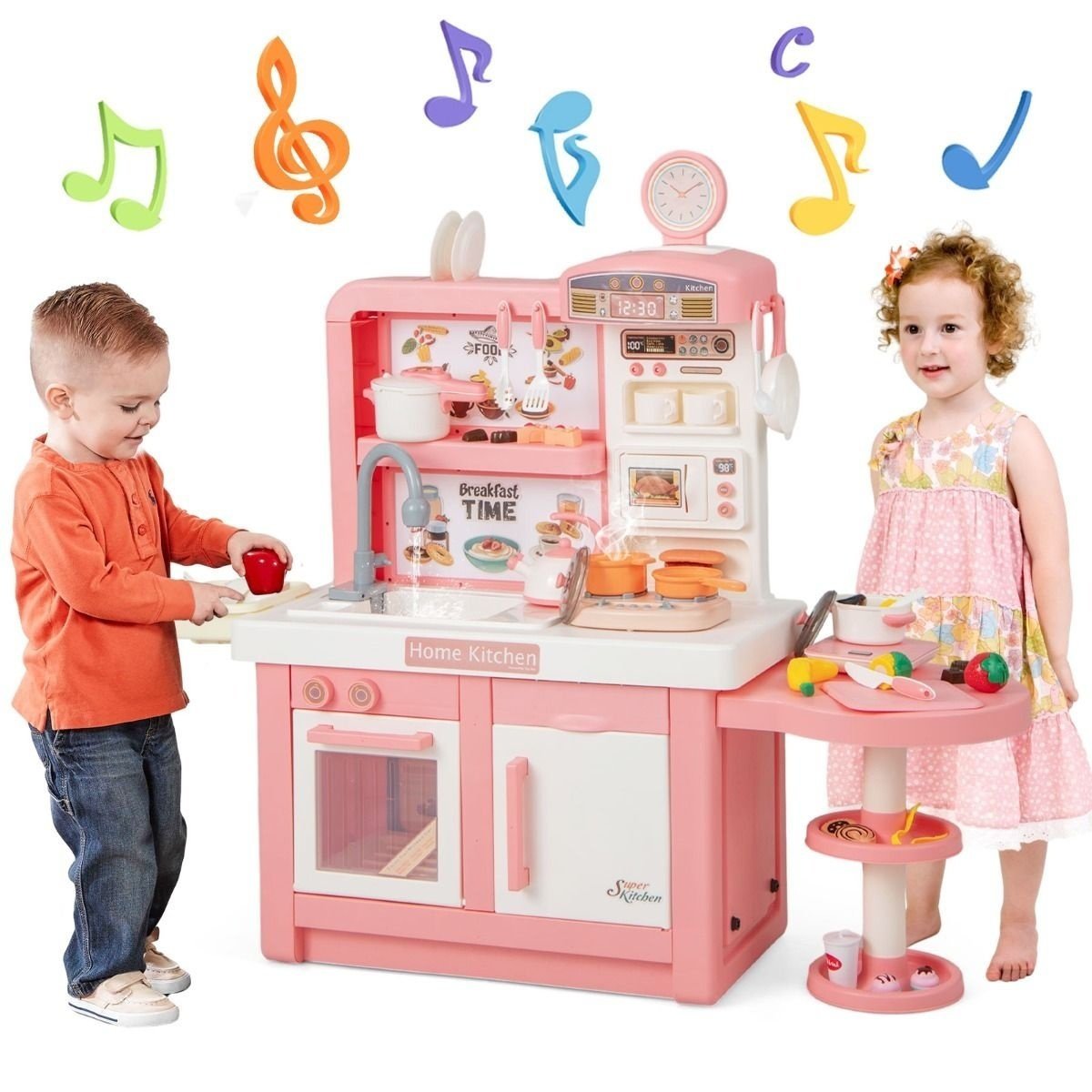 0033616042454 - Toy Kitchen Spielset - mit Zubehör und Musikfunktion - Rosa - 109 x 33 x 98 cm