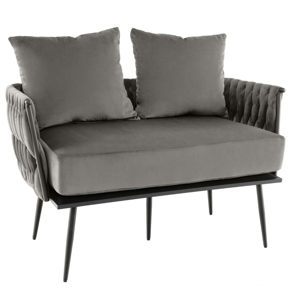 0033616043185 - Modern 2-Sitzer Sofa - 2 abnehmbare Kissen - Grau - 109 x 61 x 65 cm