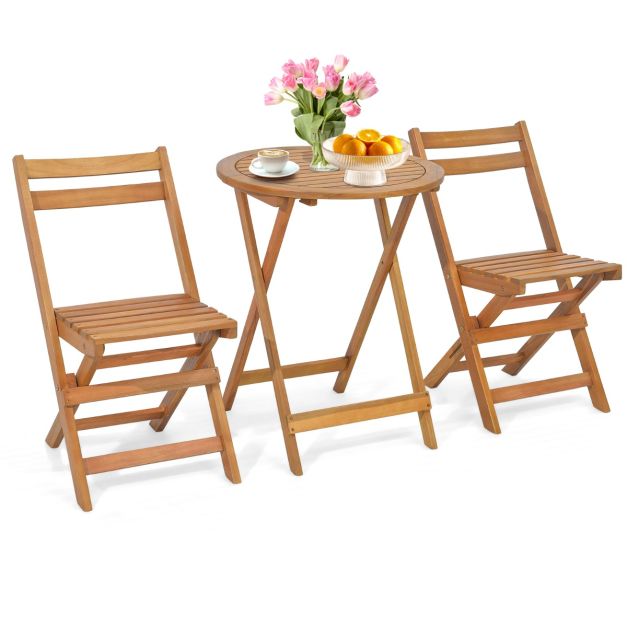 0033616043420 - Klapptisch und Stuhl Set Akazienholz - 60 x 74 cm