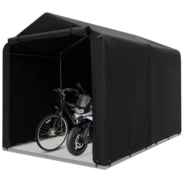 0033616043833 - Outdoor Fahrradschuppen - Tragbare Garage - Fahrradschuppen mit Rolltür mit Reißverschluss - 160 x 218 x 164 cm - Dunkelgrau