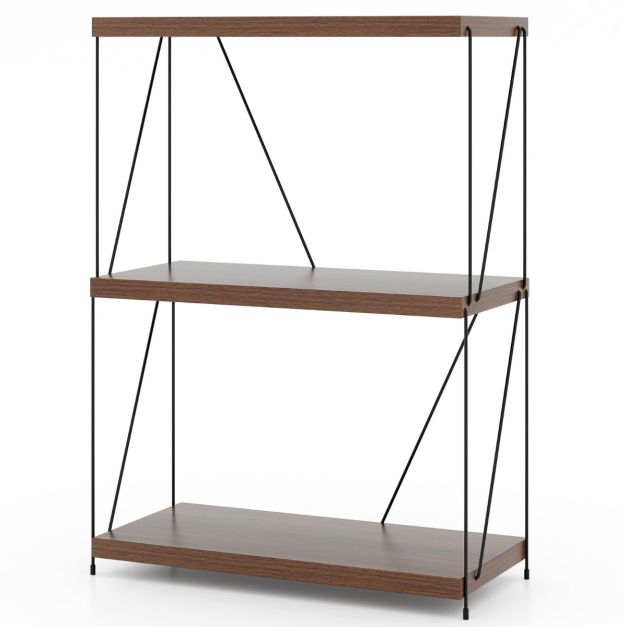 0033616104374 - Costway Multifunktionsregal mit 3 Etagen Freistehendes Bücherregal mit Metallrahmen