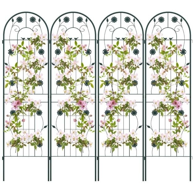 0033616104626 - Küsten-Metallzaun - 4er-Set - für Kletterpflanzen & Blumen - 180x50 cm