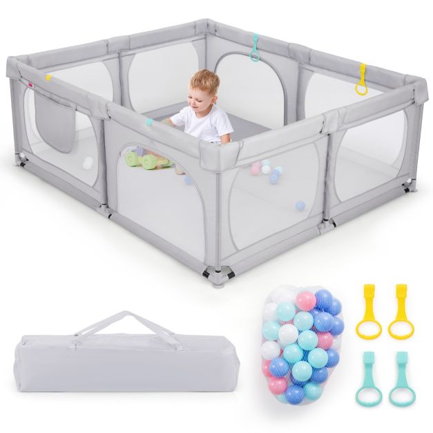 0033616105296 - Baby Box mit 50 Bällen - Hellgrau - 189x158x68cm