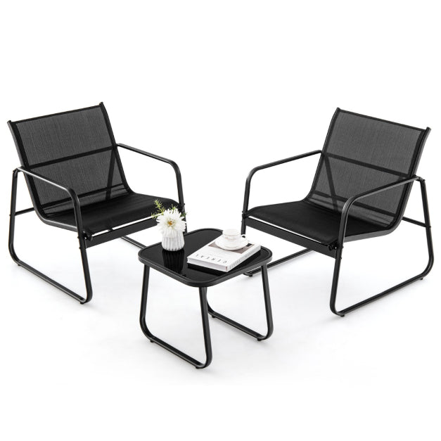 0033616105524 - 3-tlg Gartenmöbelset Balkonset mit 2 Stühlen und Tisch - Schwarz Maße Stuhl 58x60x85 cm Tisch 60x60x72 cm 0033616105524 - 3-tlg Gartenmöbelset Balkonset mit 2 Stühlen und Tisch - Schwarz Maße Stuhl 58x60x85 cm Tisch 60x60x72 cm