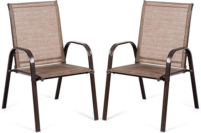 0033616141690 - 2 Stück Terrassenstühle Outdoor Campingstühle mit atmungsaktivem Stoff 2er Set Gartenstühle mit Armlehne hohe Rückenlehne für Garten Terrasse Schwimmbad Strand Garten platzsparend