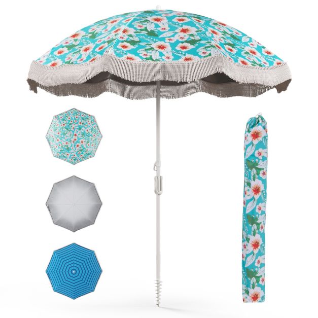 0033616163111 - Beach Umbrella - UV-Schutz & Wasserabweisend - Bis zu 30° - 200 x 200 x 210 cm - Multicolour