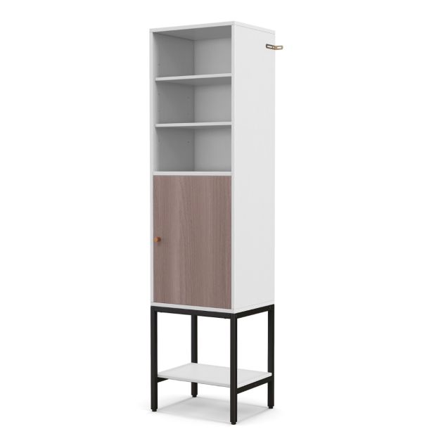 0033616163944 - Schmaler Wohnzimmerschrank - 146 cm hoch - Freistehender Aufbewahrungsschrank mit verstellbaren Einlegeböden und Unterschrank - Kompakt und stilvoll für Bad Wohnzimmer oder Flur