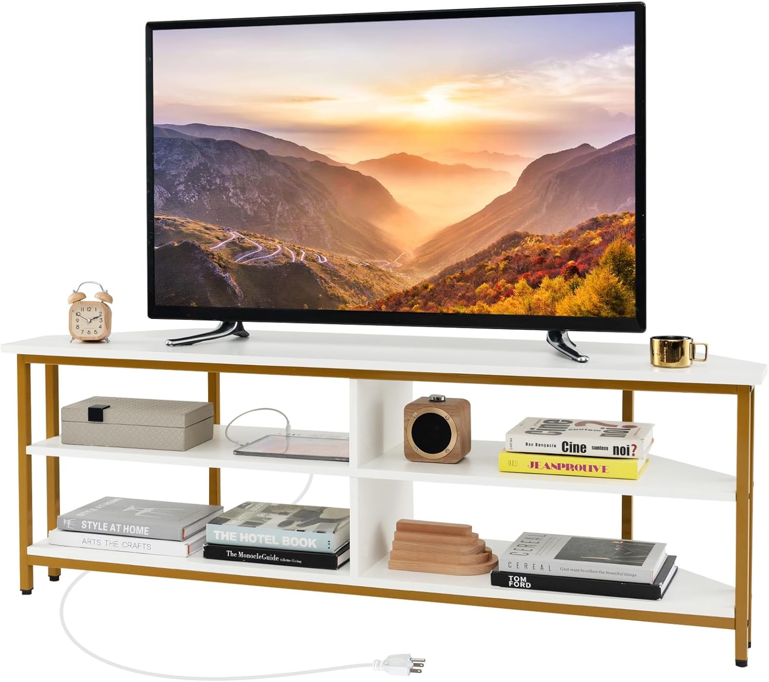 0033616197857 - Coast 4-Schubladen-Eck-TV-Schrank in Weiß mit AC-Anschluss geeignet für TV-Geräte bis zu 65 Zoll 151 x 50 x 12 cm 0033616197857 - Coast 4-Schubladen-Eck-TV-Schrank in Weiß mit AC-Anschluss geeignet für TV-Geräte bis zu 65 Zoll 151 x 50 x 12 cm