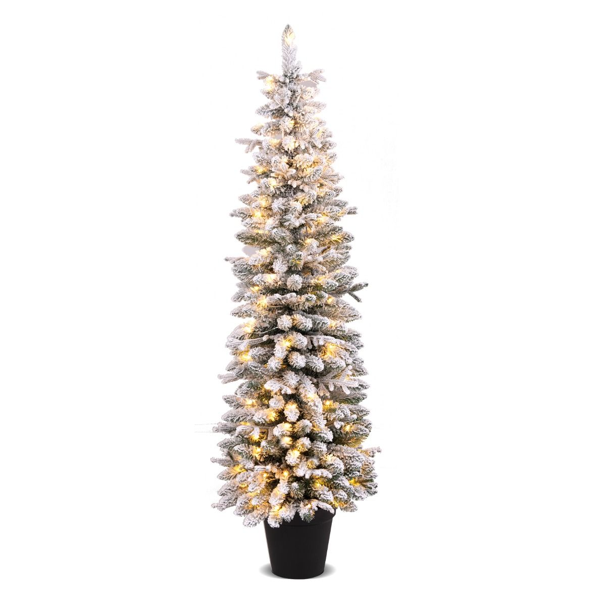 0033616198762 - Coast Künstlicher Weihnachtsbaum mit Schneeflocken beleuchtet - 180 cm - 334 Zweigspitzen - Grün Weiß