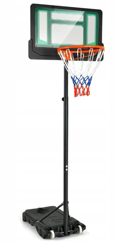 0033616198908 - Coast verstellbarer freistehender Basketballkorb 132-250 cm - schwarz mit stabilem Brett und Rollen