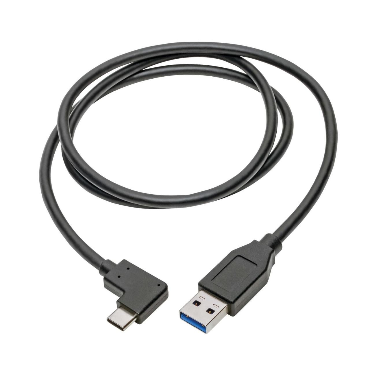 0037332214140 - Tripp Lite Series USB-C zu USB-A Kabel (Stecker Stecker) Right-Angle C USB 31 Gen 1 (5 Gbps) Thunderbolt 3 Com