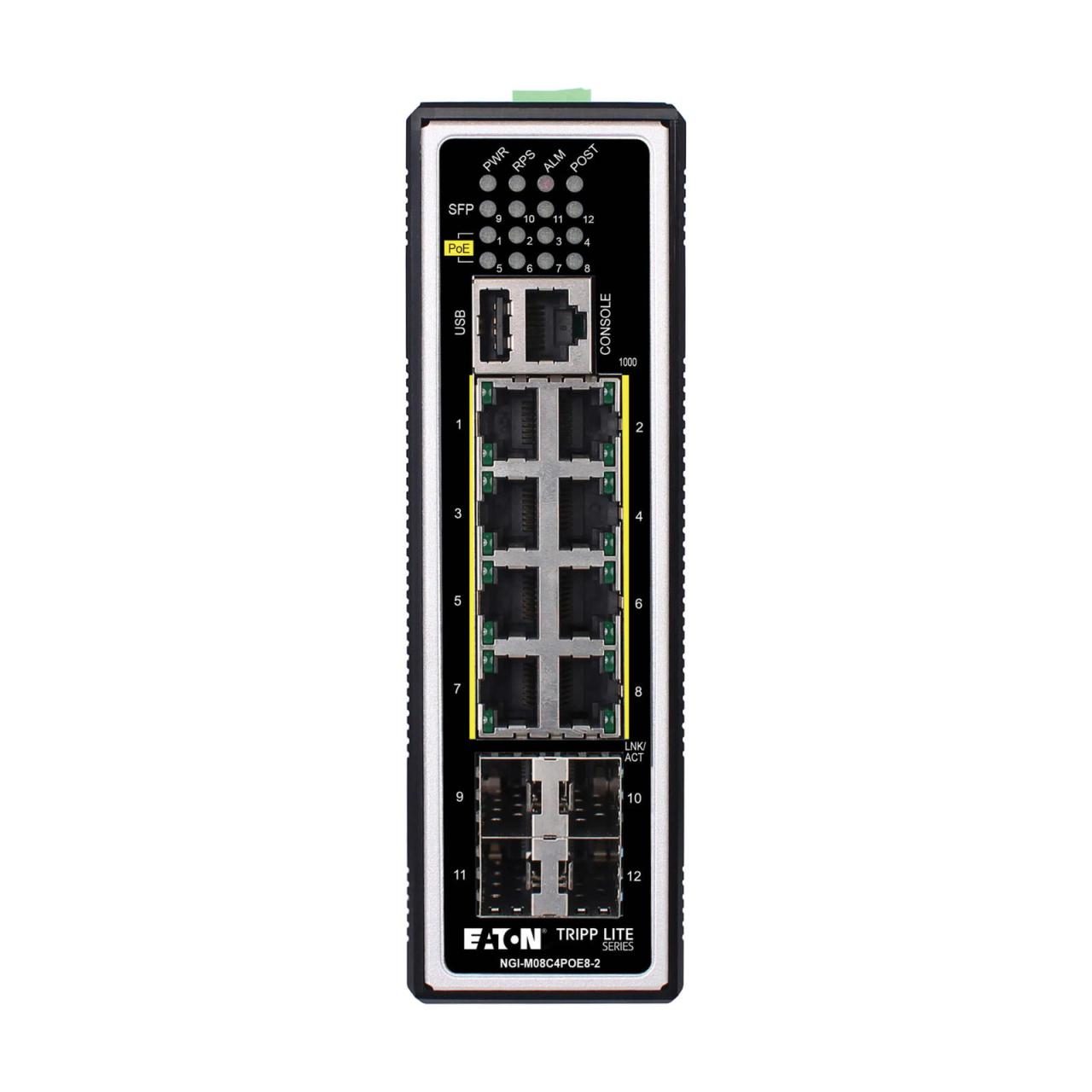 0037332266958 - Tripp Lite Series 8-Port Managed Industrial Gigabit Ethernet Switch - Layer 2 1 Gbps PoE+ 30W 4 GbE SFP Ports