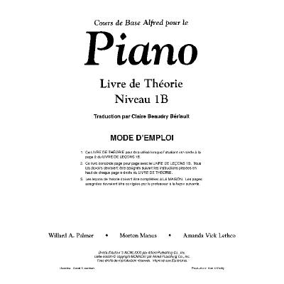 0038081025780 - Cours de base Alfred pour le piano 1b - livre de theorie