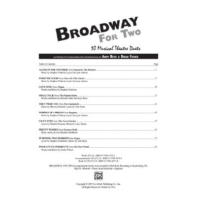 0038081263182 - Broadway for two - 10 musical theatre Duets