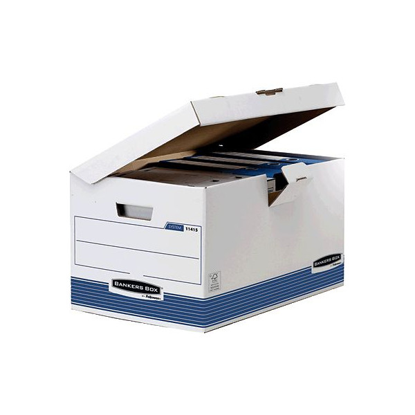 0043859645107 - Bankers Box System Archivbox mit Klappdeckel FastFold Besonders stabil FSC Blau 293 (H) x 378 (B) x 545 (T) mm 10 Stück