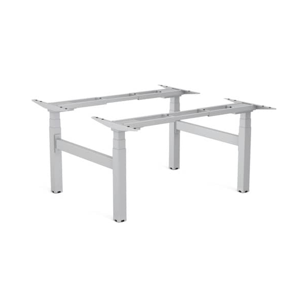 0043859752683 - Rechteckiger Sitz-Stehschreibtisch Beine Rahmen Silber Stahl vierbeinig Silber CAMBIO 1000 x 1470 x 645-1305mm