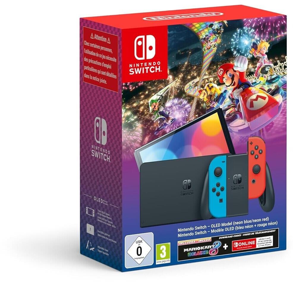 0045496453770 - Switch OLED (Neon Blue Neon Red) Mario Kart 8 Deluxe Bundle