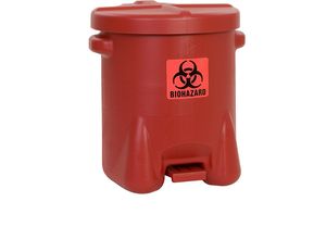 0048441222636 - PE-Sicherheits-Entsorgungsbehälter für biogefährliche Abfälle BIOHAZARD-Aufkleber Volumen 53 l mit Pedal rot ab 5 Stk