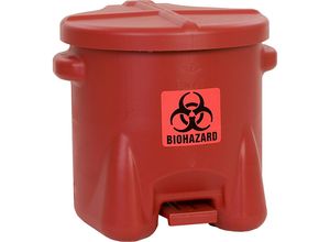 0048441222735 - PE-Sicherheits-Entsorgungsbehälter für biogefährliche Abfälle BIOHAZARD-Aufkleber Volumen 38 l mit Pedal rot ab 5 Stk