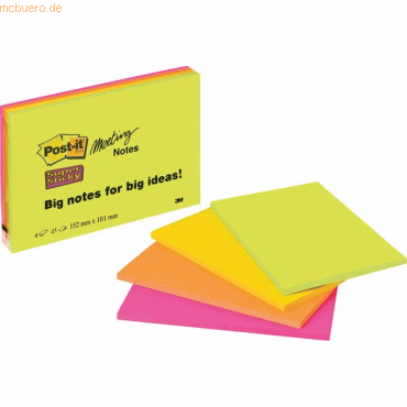 0051131849686 - 2 + 1 GRATIS Super Sticky Meeting Notes Haftnotizen extrastark farbsortiert 2x 4 Blöcke + GRATIS 1x 4 Blöcke 0051131849686 - 2 + 1 GRATIS Super Sticky Meeting Notes Haftnotizen extrastark farbsortiert 2x 4 Blöcke + GRATIS 1x 4 Blöcke