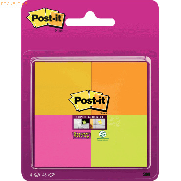 0051141978000 - Post-it Haftnotiz Super Sticky Notes 48x48mm 45 Blatt ultragelb ultra