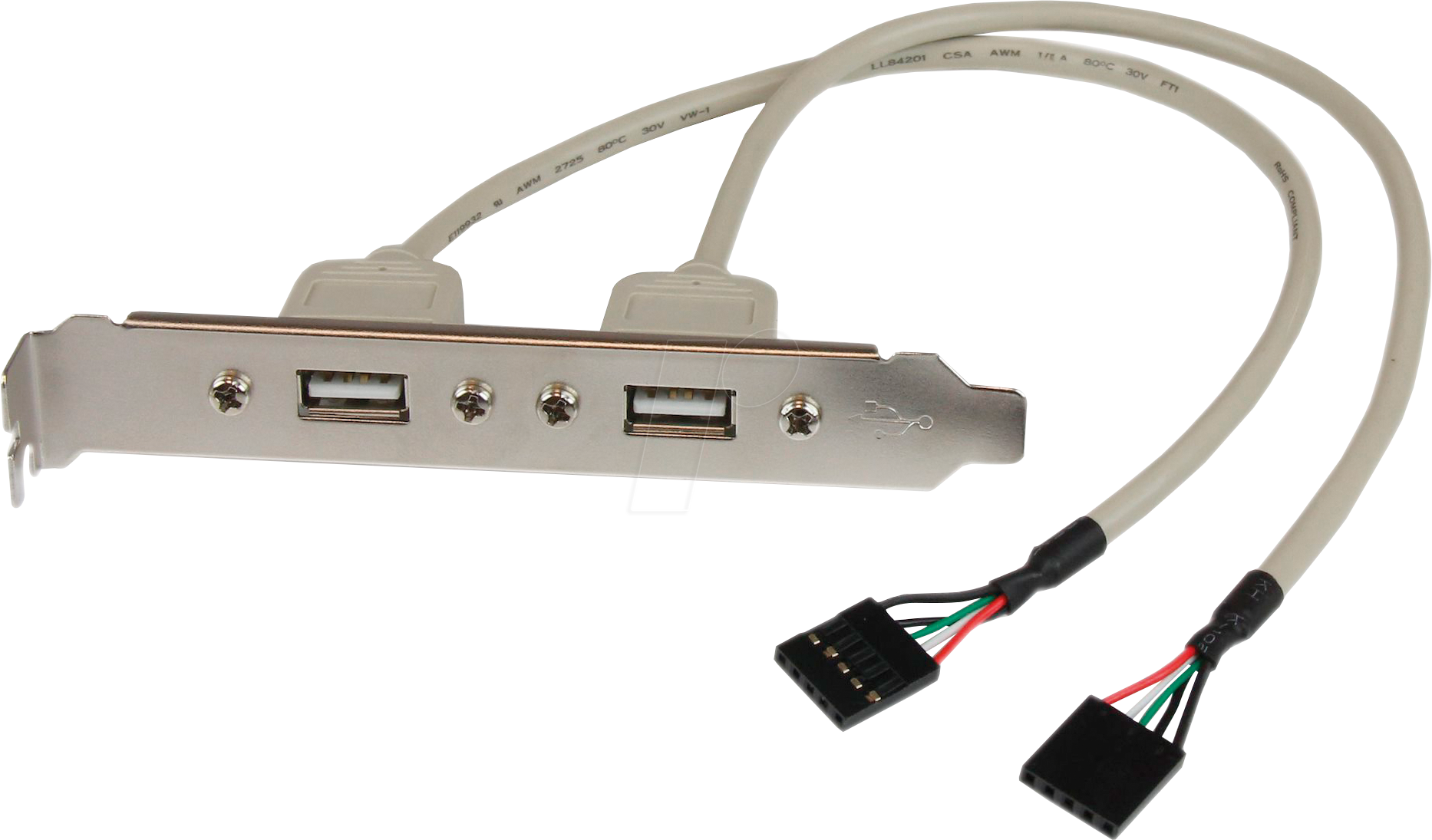 0065030778886 - StarTechcom 2-Port USB A Slotblech-Adapter (Buchse) - USB-Konsole - USB (W) zu Inline 5-polig (W)